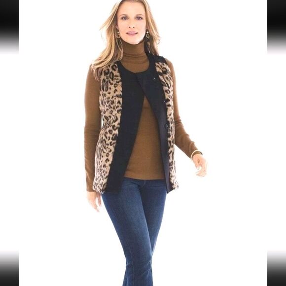 Chico's aminal piece faux fur vest like new sz 3 XL or 16 - Picture 3 of 12